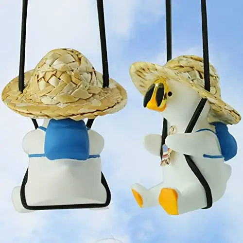 Cool Swinging Duck Car Hanging Ornament, Pendant Interior Rearview Mirror Decoration and Car Rear View Mirrior Hanging Accessories - COOL (1)