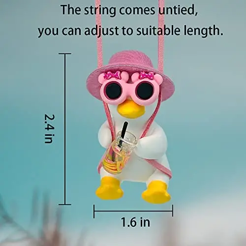 Cool Swinging Duck Car Hanging Ornament, Pendant Interior Rearview Mirror Decoration and Car Rear View Mirrior Hanging Accessories - COOL (1)