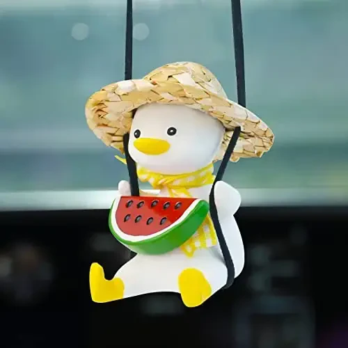 Cool Swinging Duck Car Hanging Ornament, Pendant Interior Rearview Mirror Decoration and Car Rear View Mirrior Hanging Accessories 