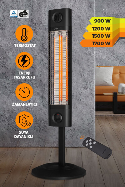 NOIR Infrared Isıtıcı 1700 W - Havayı Kurutmayan BioCarbon Filament (Uzaktan Kumandalı) - Siyah - 3