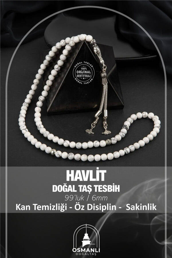 Havlit Tabiiy Toshlaridan Tayyorlangan Tasbeh 99 Donadan - 6mm - 1