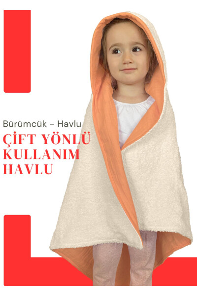 Havlu Müslin Kapüşonlu Bebek Çocuk Havlu Kundak Banyo Havlusu Pamuk Plaj Havlusu Çift Yönlü Kullanım - 9