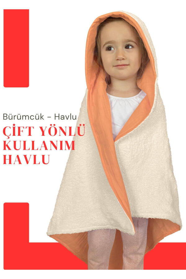 Havlu Müslin Kapüşonlu Bebek Çocuk Havlu Kundak Banyo Havlusu Pamuk Plaj Havlusu Çift Yönlü Kullanım - 3