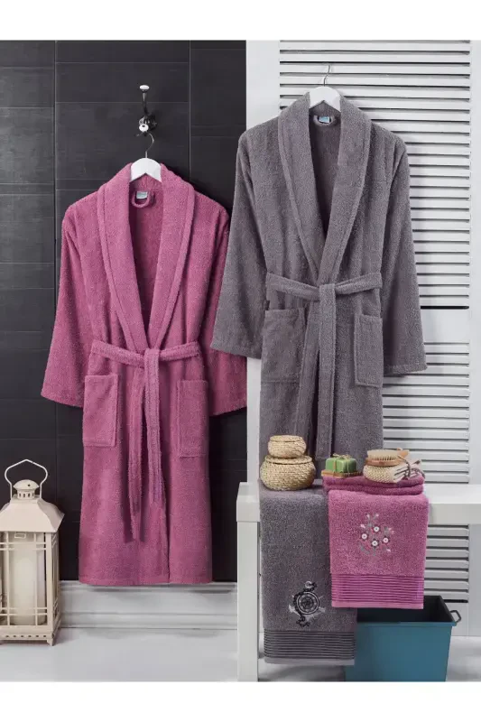 Havlu sovg'ali ikki kishilik xalatlar to'plami - olxo'ri - 1