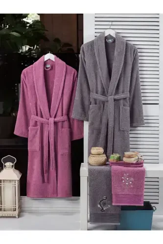 Havlu sovg'ali ikki kishilik xalatlar to'plami - olxo'ri - ROKO VİLLA (1)