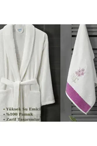 Havlulu Bornoz 2li Set-KREM - 3