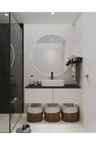 Havluluk Antrasit Duvara Monte Raf Aksesuarlık Şal Askılığı Banyo Mutfak Düzenleyici Çok Amaçlı Raf-Antrasit - 5