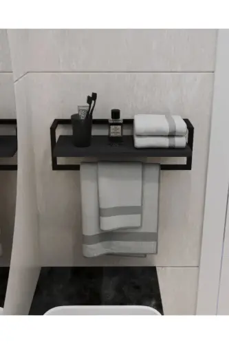 Havluluk Antratsit Devorga O'rnatilgan Raf Aksessuarlar Ro'mol Askich Banyo Oshxona Tartibga Soluvchi Ko'p Maqsadli Raf-Antratsit - 1