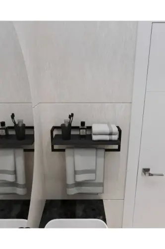Havluluk Antratsit Devorga O'rnatilgan Raf Aksessuarlar Ro'mol Askich Banyo Oshxona Tartibga Soluvchi Ko'p Maqsadli Raf-Antratsit - 3