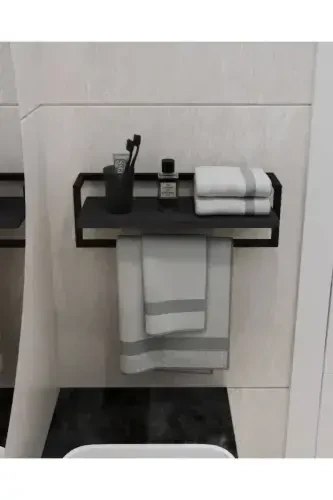 Havluluk Antratsit Devorga O'rnatilgan Raf Aksessuarlar Ro'mol Askich Banyo Oshxona Tartibga Soluvchi Ko'p Maqsadli Raf-Antratsit - 1