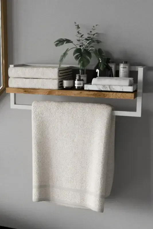 Havluluk Banyo Rafı Havlu Askısı Şal Aksessuar Bakım Ürünleri Banyo Mutfak Düzenleyici Baharatlık Raf-Beyaz - 1