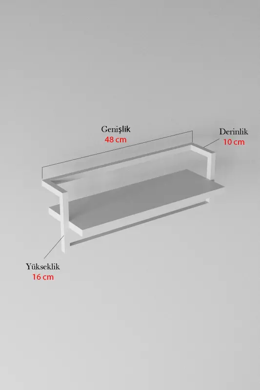 Havluluk Banyo Rafı Havlu Askısı Şal Aksesuar Bakım Ürünleri Banyo Mutfak Düzenleyici Baharatlık Raf - Beyaz-Beyaz - 7