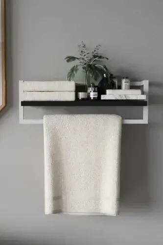 Havluluk Banyo Rafı Havlu Askısı Şal Aksesuar Bakım Ürünleri Banyo Mutfak Düzenleyici Baharatlık Raf-Beyaz - 2