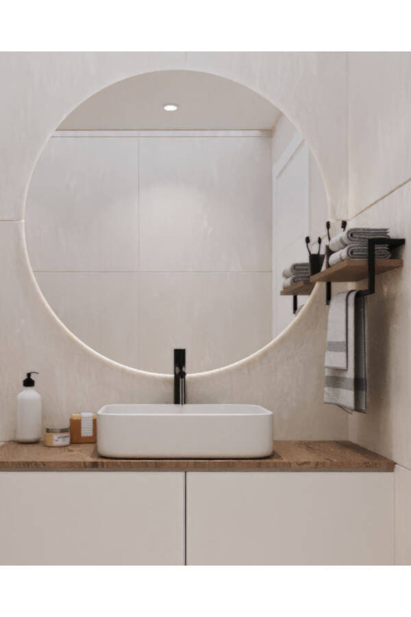 Havluluk Banyo Rafı Sabunluk Şal Askılığı Havlu Askısı Banyo Mutfak Düzenleyici Çok Amaçlı Raf - Ahşap - 4