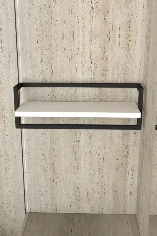 Havluluk Banyo Rafı Sabunluk Şal Askılığı Havlu Askısı Banyo Mutfak Düzenleyici Çok Amaçlı Raf-Beyaz - 5