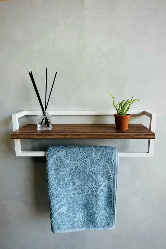 Havluluk Banyo Rafı Sabunluk Şal Askılığı Havlu Askısı Banyo Mutfak Düzenleyici Modern Şık Raf-Beyaz - 2