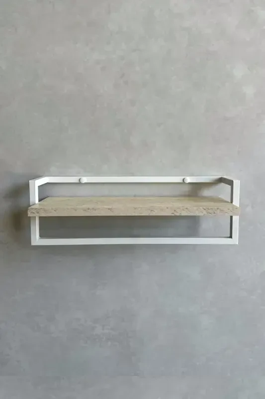 Havluluk Banyo Rafı Sabunluk Şal Askılığı Havlu Askısı Banyo Mutfak Düzenleyici Modern Şık Raf-Beyaz - 5