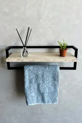 Havluluk Banyo Rafı Sabunluk Şal Askılığı Havlu Askısı Banyo Mutfak Düzenleyici Modern Şık Raf-Siyah - 1