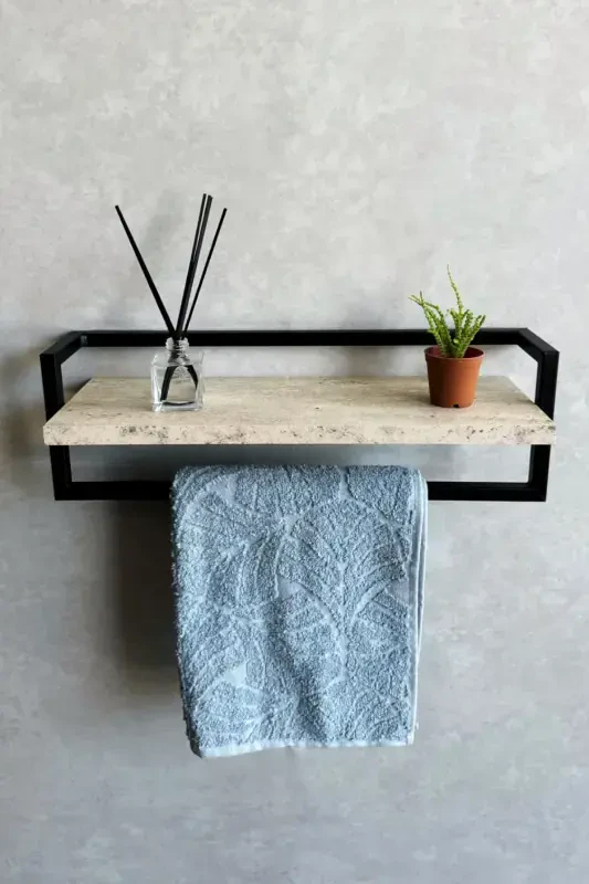 Havluluk Banyo Rafı Sabunluk Şal Askılığı Havlu Askısı Banyo Mutfak Düzenleyici Modern Şık Raf-Siyah - 1