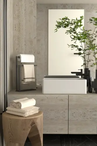 Havluluk Tezgah Üzeri Kağıt El Havluluğu Ev Banyo Düzenleyici Paslanmaz Metal Montaj Gerektirmez-Antrasit - 3