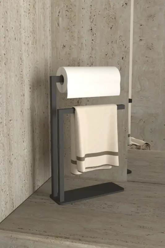 Havluluk Tezgah Üzeri Kağıt El Havluluğu Ev Banyo Düzenleyici Paslanmaz Metal Montaj Gerektirmez - Antrasit - 1