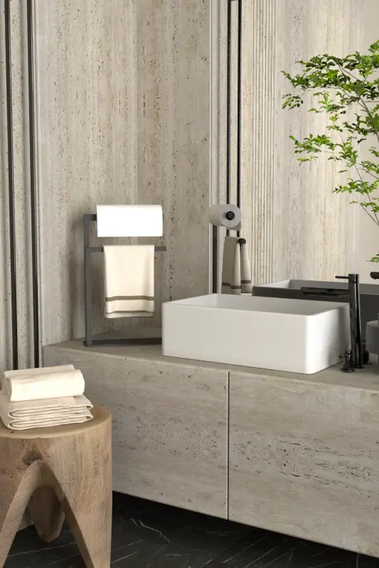 Havluluk Tezgah Üzeri Kağıt El Havluluğu Ev Banyo Düzenleyici Paslanmaz Metal Montaj Gerektirmez - Antrasit - 2