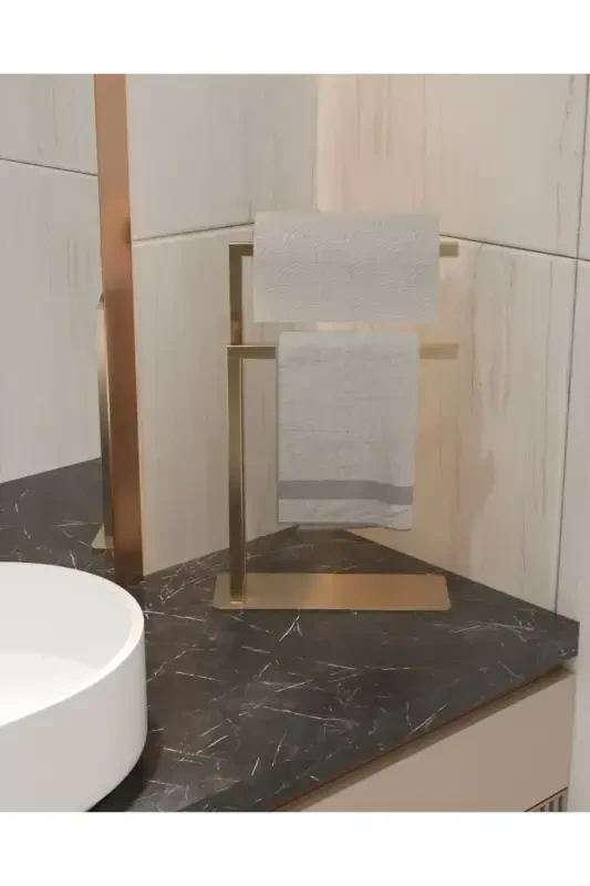 Havluluk Tezgah Üzeri Kağıt Havluluk Ev Banyo Dekorasyonu Paslanmaz Metal Montaj Gerektirmez Gold-Gold - 1