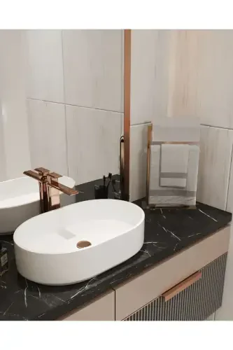 Havluluk Tezgah Üzeri Kağıt Havluluk Ev Banyo Dekorasyonu Paslanmaz Metal Montaj Gerektirmez Gold-Gold - 3