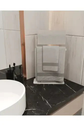 Havluluk Tezgah Üzeri Kağıt Havluluk Ev Banyo Dekorasyonu Paslanmaz Metal Tasarım Montaj Gerektirmez-Beyaz - 2