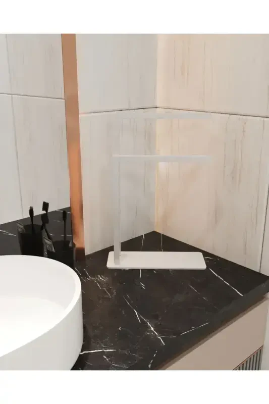Havluluk Tezgah Üzeri Kağıt Havluluk Ev Banyo Dekorasyonu Paslanmaz Metal Tasarım Montaj Gerektirmez-Beyaz - 5