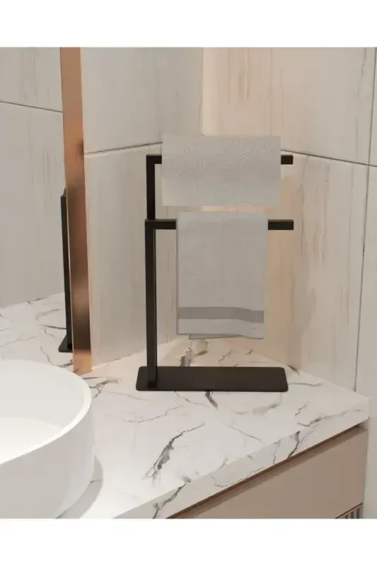 Havluluk Tezgah Üzeri Kağıt El Havluluğu Ev Banyo Düzenleyici Paslanmaz Metal Montaj Gerektirmez-Siyah - 1