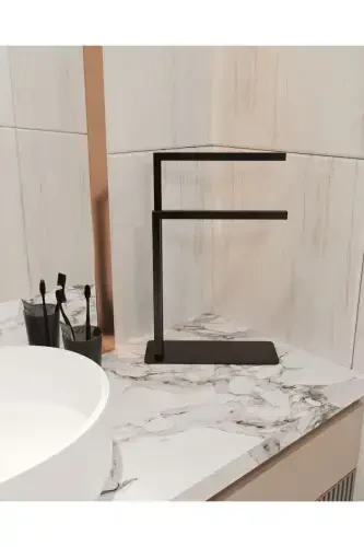 Havluluk Tezgah Üzeri Kağıt El Havluluğu Ev Banyo Düzenleyici Paslanmaz Metal Montaj Gerektirmez-Siyah - 2
