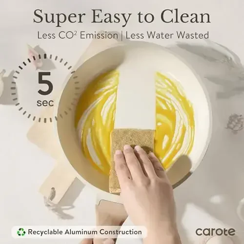 CAROTE ICE 35pcs Pots and Pans Set, Nonstick Cookware Sets, White Granite Induction Cookware with Kitchen Knife Set - 5