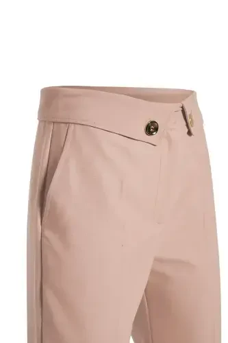 Havuç Form Klasik Pantolon-Pudra - 2