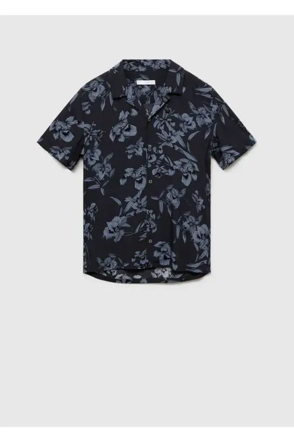 Hawaiian Print Button-Up Shirt - 3