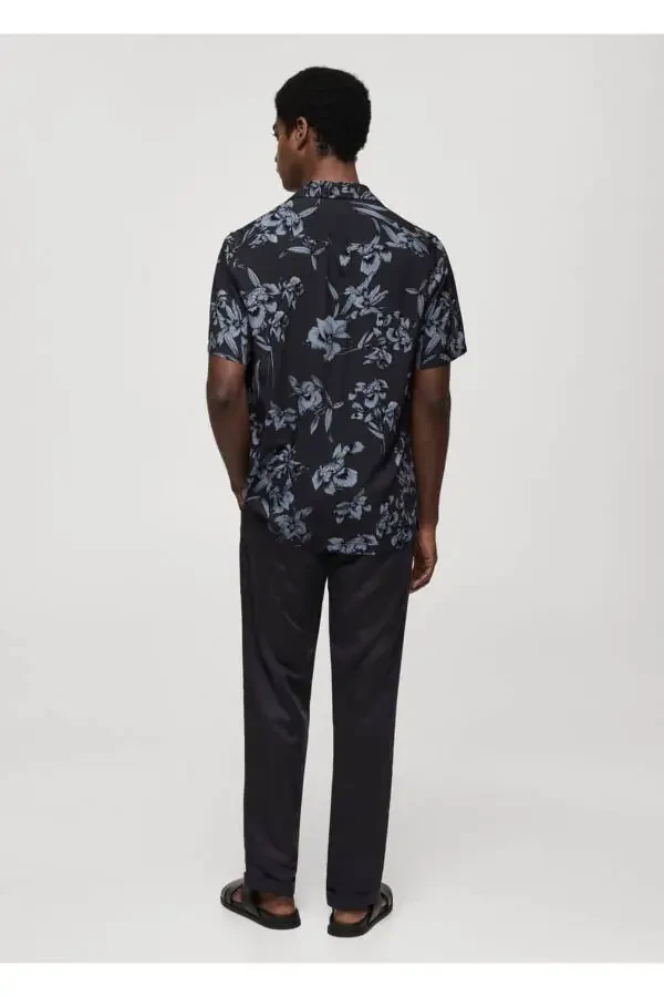 Hawaiian Print Button-Up Shirt - 4