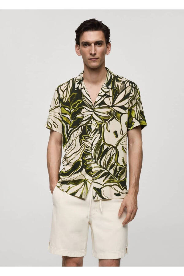 Hawaiian Print Flowy Shirt - 1
