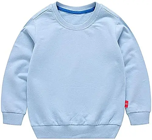 HAXICO Unisex bolalar uchun qattiq paxta yupqa pulover sviter futbolka Toddler Baby Crewneck uzun yengli futbolkalar bluzkalar tepalari - HAXICO