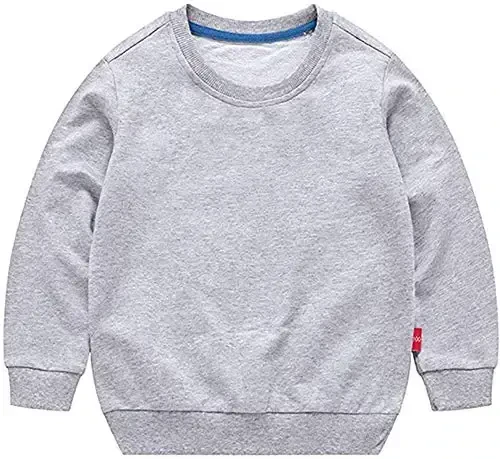 HAXICO Unisex bolalar uchun qattiq paxtadan yupqa pullover sviter futbolka Toddler Baby Crewneck uzun yengli futbolkalar bluzkalar tepalari 