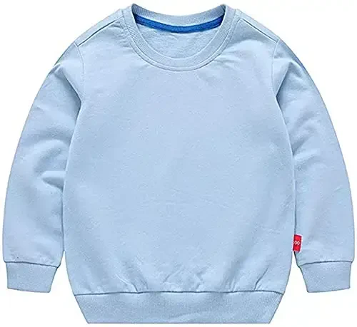 HAXICO Unisex Kids Solid Cotton Thin Pullover Sweatshirt T-Shirt Toddler Baby Crewneck Long Sleeve Tshirts Tops Blouse - HAXICO