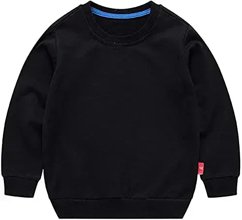 HAXICO Unisex Kids Solid Cotton Thin Pullover Sweatshirt T-Shirt Toddler Baby Crewneck Long Sleeve Tshirts Tops Blouse - HAXICO