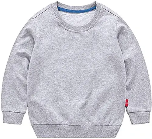HAXICO Unisex Kids Solid Cotton Thin Pullover Sweatshirt T-Shirt Toddler Baby Crewneck Long Sleeve Tshirts Tops Blouse - 1