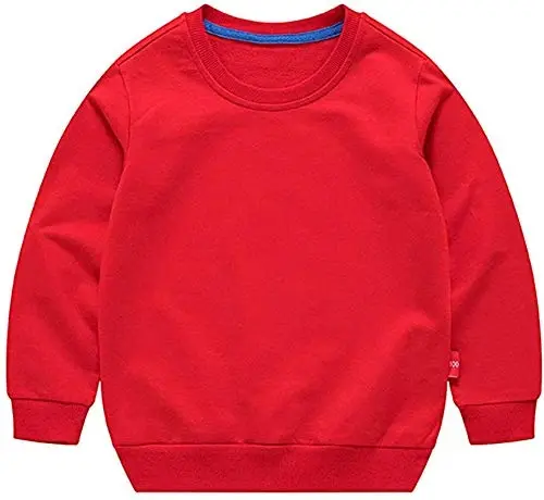 HAXICO Unisex Kids Solid Cotton Thin Pullover Sweatshirt T-Shirt Toddler Baby Crewneck Long Sleeve Tshirts Tops Blouse - 1