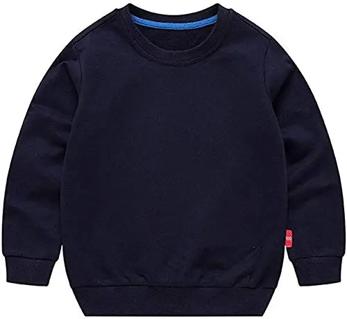 HAXICO Unisex Kids Solid Cotton Thin Pullover Sweatshirt T-Shirt Toddler Baby Crewneck Long Sleeve Tshirts Tops Blouse - 1