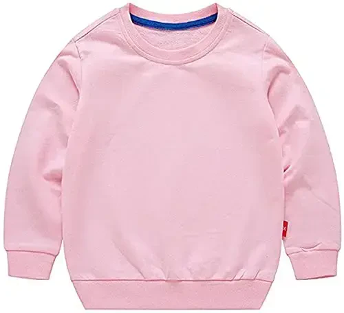 HAXICO Unisex Kids Solid Cotton Thin Pullover Sweatshirt T-Shirt Toddler Baby Crewneck Long Sleeve Tshirts Tops Blouse - MODAZONE