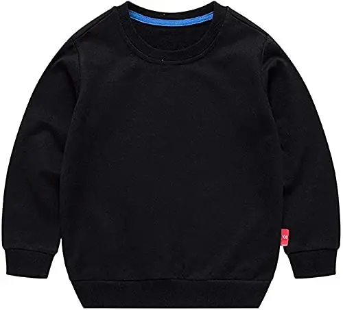 HAXICO Unisex Kids Solid Cotton Thin Pullover Sweatshirt T-Shirt Toddler Baby Crewneck Long Sleeve Tshirts Tops Blouse - 1