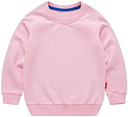 HAXICO Unisex Kids Solid Cotton Thin Pullover Sweatshirt T-Shirt Toddler Baby Crewneck Long Sleeve Tshirts Tops Blouse - HAXICO