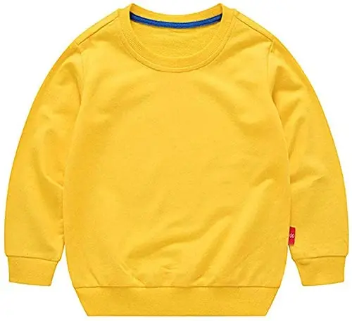 HAXICO Unisex Kids Solid Cotton Thin Pullover Sweatshirt T-Shirt Toddler Baby Crewneck Long Sleeve Tshirts Tops Blouse - HAXICO