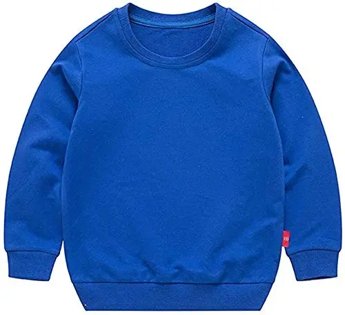 HAXICO Unisex Kids Solid Cotton Thin Pullover Sweatshirt T-Shirt Toddler Baby Crewneck Long Sleeve Tshirts Tops Blouse - HAXICO