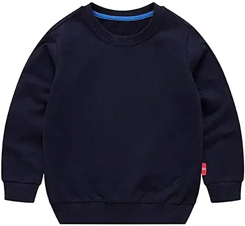 HAXICO Unisex Kids Solid Cotton Thin Pullover Sweatshirt T-Shirt Toddler Baby Crewneck Long Sleeve Tshirts Tops Blouse 
